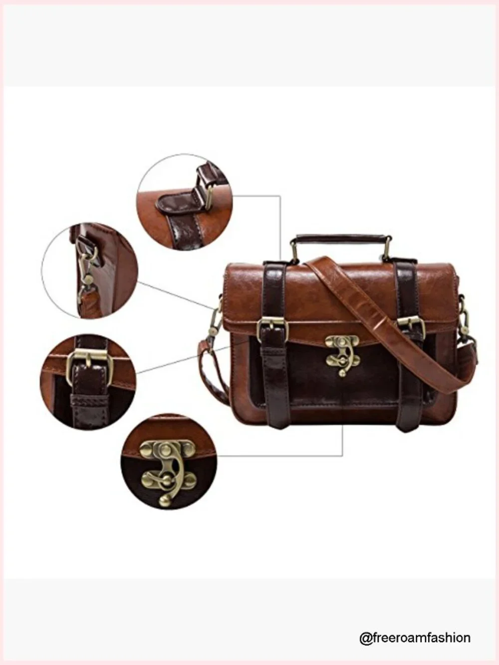 Vintage PU Leather Satchel Crossbody Messenger Bag Work College Purse